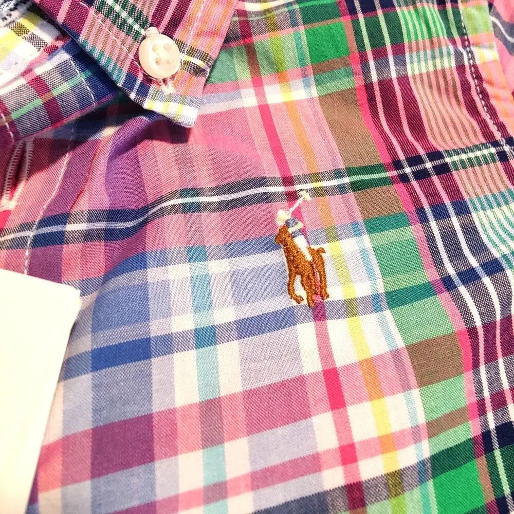 Ralph Lauren Boys 2 Pc Plaid Shirt Yellow Pants Set 12M NWT